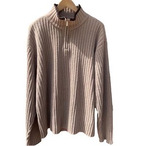Colorado Clothing Tan 1/4 Zip Mock Neck Ribbed Pullover Sweater Mens XL